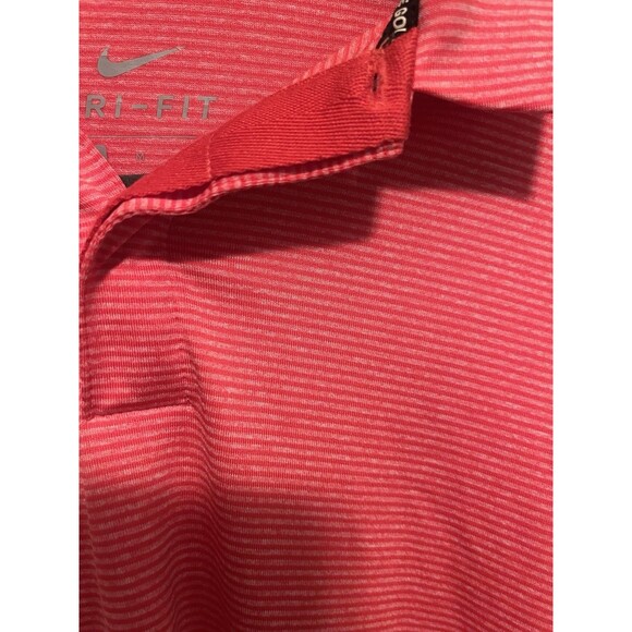 Nike Golf Dri Fit Polo Shirt Red/Orange PinStriped Mens Medium M - Picture 12 of 12